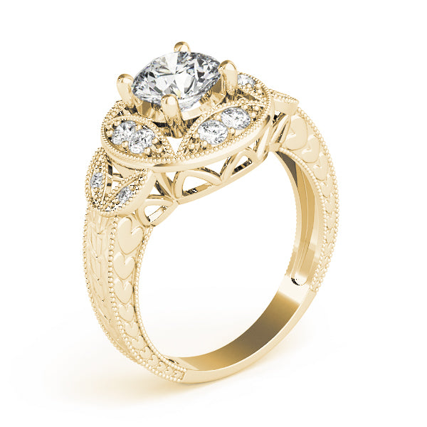 Classic Antique Round Diamond Engagement Ring — 9K/18K Gold & Platinum