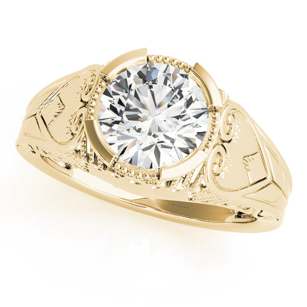 Timeless Antique Round Diamond Engagement Ring — 9K/18K Gold & Platinum