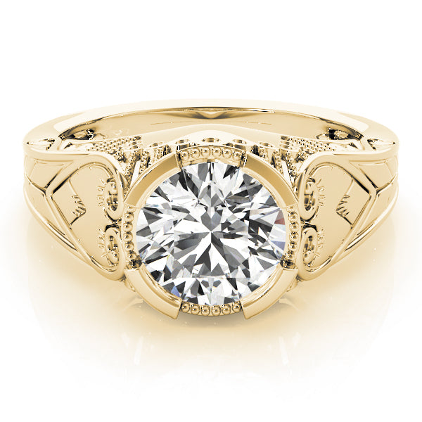 Timeless Antique Round Diamond Engagement Ring — 9K/18K Gold & Platinum