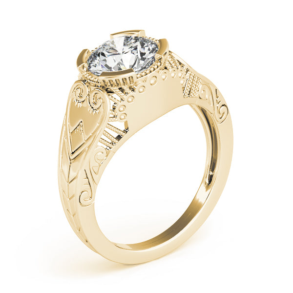 Timeless Antique Round Diamond Engagement Ring — 9K/18K Gold & Platinum