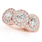 Elegant Three-Stone Round Diamond Engagement Ring — 9K/18K Gold & Platinum