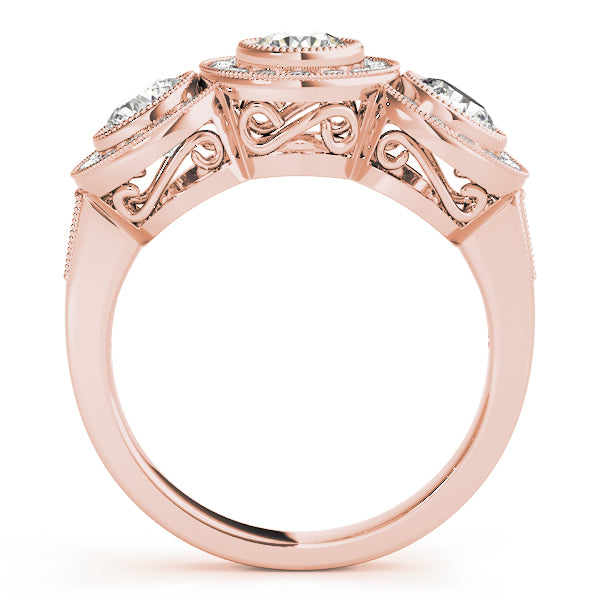 Elegant Three-Stone Round Diamond Engagement Ring — 9K/18K Gold & Platinum