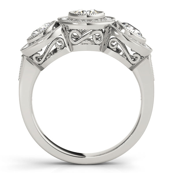 Elegant Three-Stone Round Diamond Engagement Ring — 9K/18K Gold & Platinum