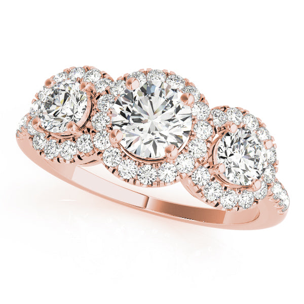 Vintage-Inspired Three-Stone Round Diamond Engagement Ring — 9K/18K Gold & Platinum