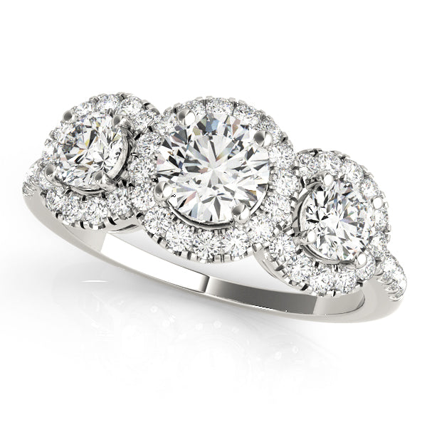 Vintage-Inspired Three-Stone Round Diamond Engagement Ring — 9K/18K Gold & Platinum