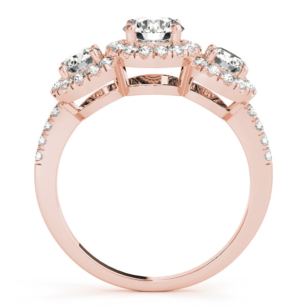 Vintage-Inspired Three-Stone Round Diamond Engagement Ring — 9K/18K Gold & Platinum