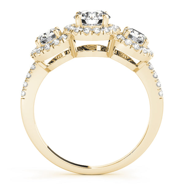 Vintage-Inspired Three-Stone Round Diamond Engagement Ring — 9K/18K Gold & Platinum