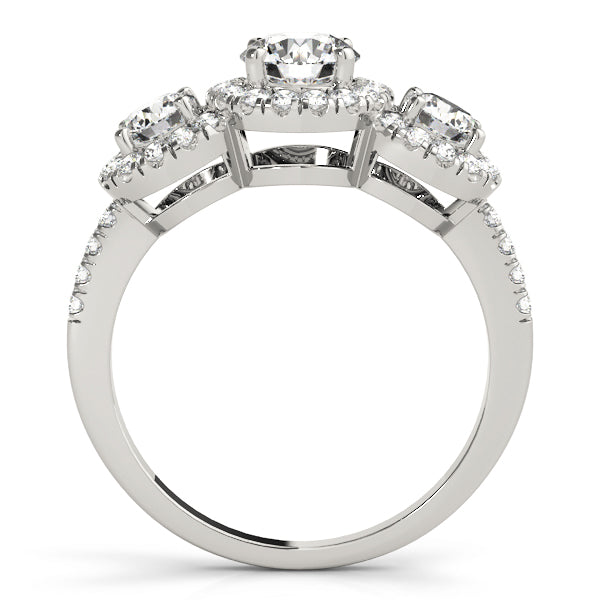 Vintage-Inspired Three-Stone Round Diamond Engagement Ring — 9K/18K Gold & Platinum