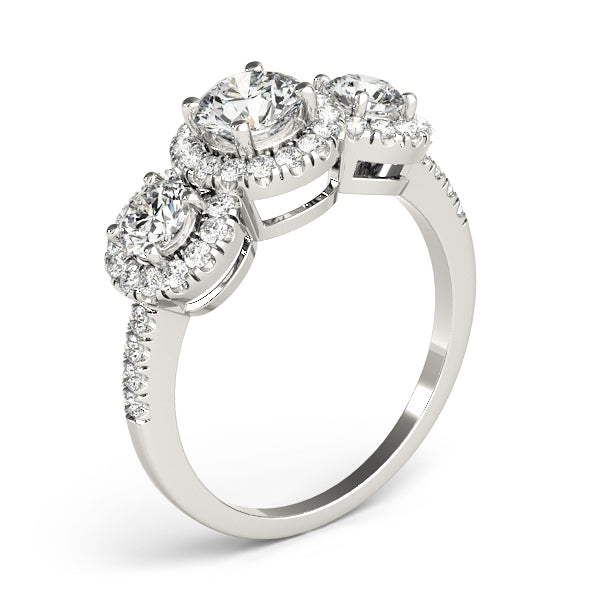 Vintage-Inspired Three-Stone Round Diamond Engagement Ring — 9K/18K Gold & Platinum