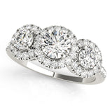 Vintage-Inspired Three-Stone Round Diamond Engagement Ring — 9K/18K Gold & Platinum