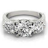 Luxe Three-Stone Round Diamond Engagement Ring — 9K/18K Gold & Platinum