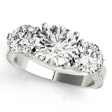 Luxe Three-Stone Round Diamond Engagement Ring — 9K/18K Gold & Platinum