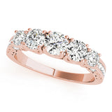 Prong Set Milgrain Trellis Half Eternity Ring in Gold & Platinum