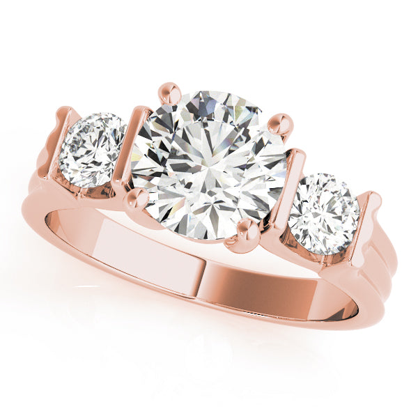 Refined Three-Stone Round Diamond Engagement Ring — 9K/18K Gold & Platinum