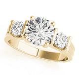 Refined Three-Stone Round Diamond Engagement Ring — 9K/18K Gold & Platinum