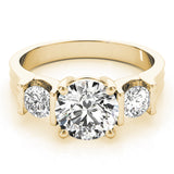Refined Three-Stone Round Diamond Engagement Ring — 9K/18K Gold & Platinum