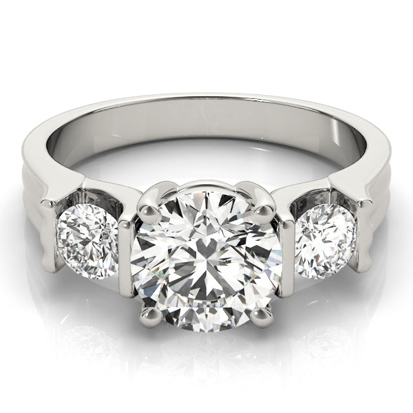 Refined Three-Stone Round Diamond Engagement Ring — 9K/18K Gold & Platinum