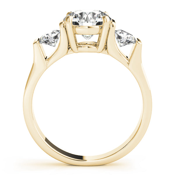 Refined Three-Stone Round Diamond Engagement Ring — 9K/18K Gold & Platinum