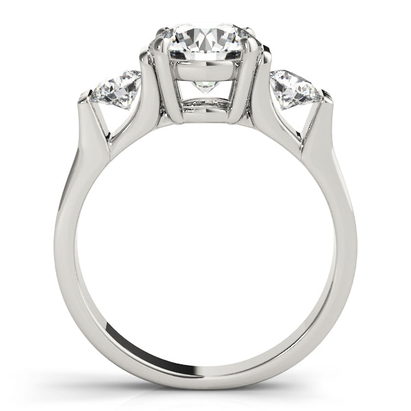 Refined Three-Stone Round Diamond Engagement Ring — 9K/18K Gold & Platinum