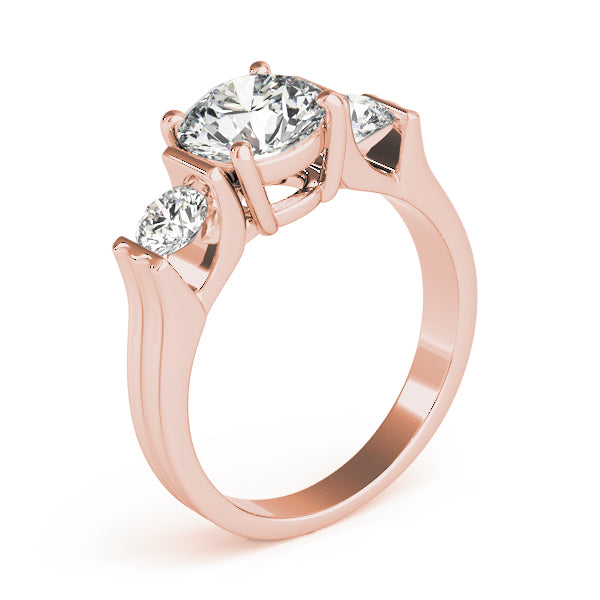 Refined Three-Stone Round Diamond Engagement Ring — 9K/18K Gold & Platinum