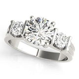 Refined Three-Stone Round Diamond Engagement Ring — 9K/18K Gold & Platinum