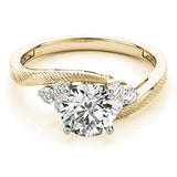 Signature Cluster Sides Round Diamond Engagement Ring — 9K/18K Gold & Platinum