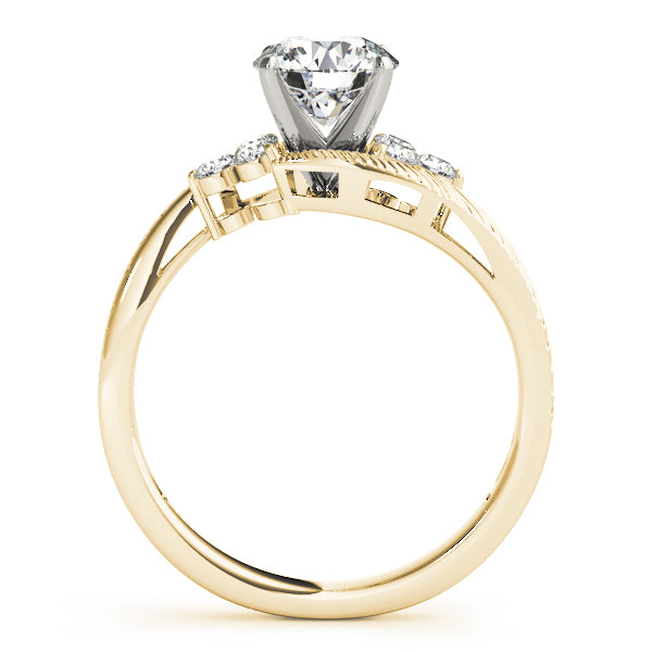 Signature Cluster Sides Round Diamond Engagement Ring — 9K/18K Gold & Platinum