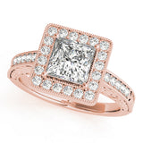 Exquisite Halo Princess Diamond Engagement Ring — 9K/18K Gold & Platinum
