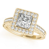 Exquisite Halo Princess Diamond Engagement Ring — 9K/18K Gold & Platinum