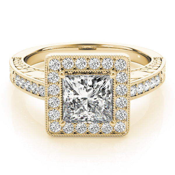 Exquisite Halo Princess Diamond Engagement Ring — 9K/18K Gold & Platinum