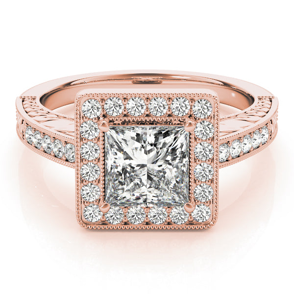Exquisite Halo Princess Diamond Engagement Ring — 9K/18K Gold & Platinum