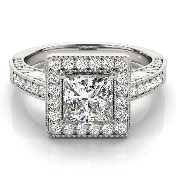 Exquisite Halo Princess Diamond Engagement Ring — 9K/18K Gold & Platinum