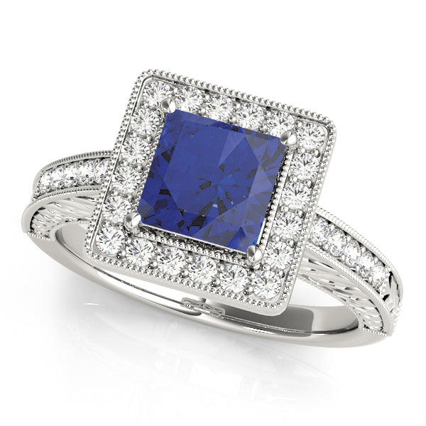 Exquisite Halo Princess Diamond Engagement Ring — 9K/18K Gold & Platinum