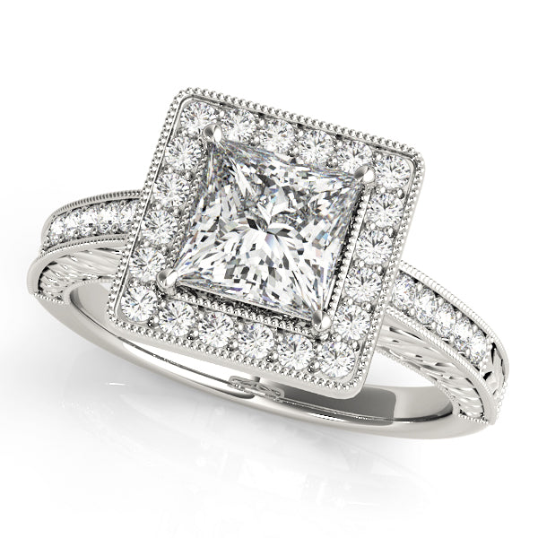 Exquisite Halo Princess Diamond Engagement Ring — 9K/18K Gold & Platinum