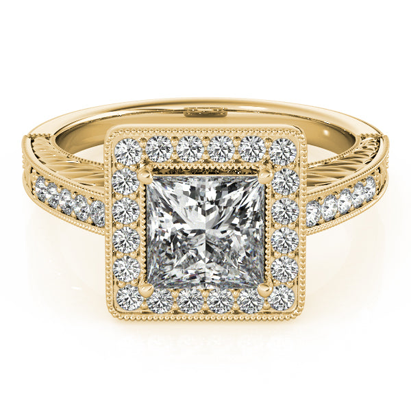 Exquisite Halo Princess Diamond Engagement Ring — 9K/18K Gold & Platinum