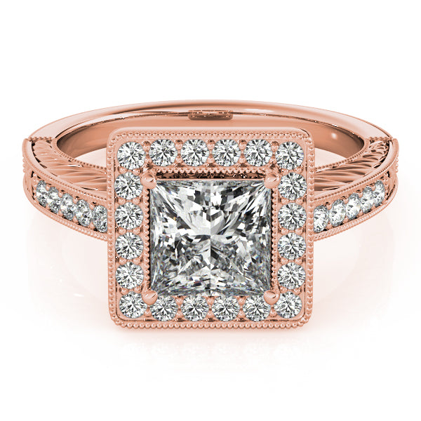 Exquisite Halo Princess Diamond Engagement Ring — 9K/18K Gold & Platinum