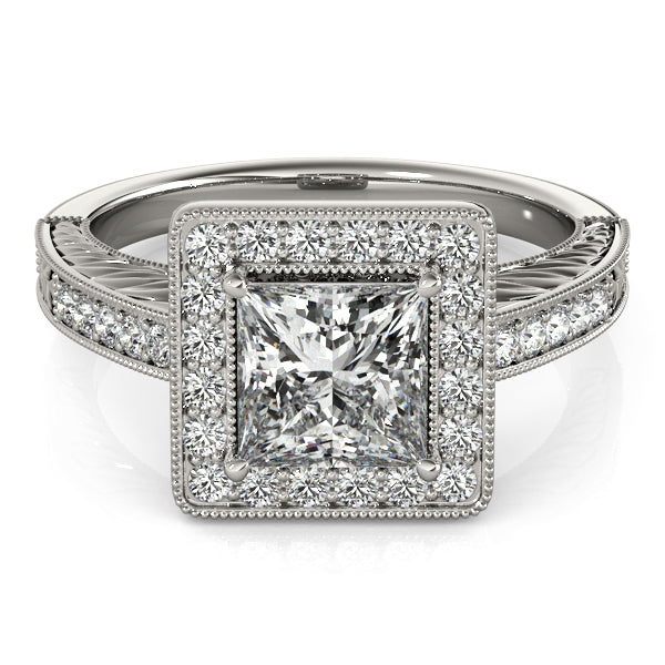 Exquisite Halo Princess Diamond Engagement Ring — 9K/18K Gold & Platinum