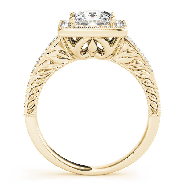 Exquisite Halo Princess Diamond Engagement Ring — 9K/18K Gold & Platinum