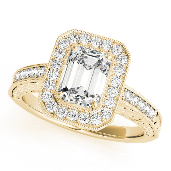 Regal Halo Emerald Diamond Engagement Ring — 9K/18K Gold & Platinum