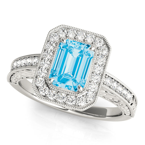 Regal Halo Emerald Diamond Engagement Ring — 9K/18K Gold & Platinum