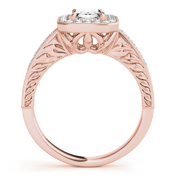 Regal Halo Emerald Diamond Engagement Ring — 9K/18K Gold & Platinum