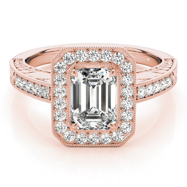 Regal Halo Emerald Diamond Engagement Ring — 9K/18K Gold & Platinum