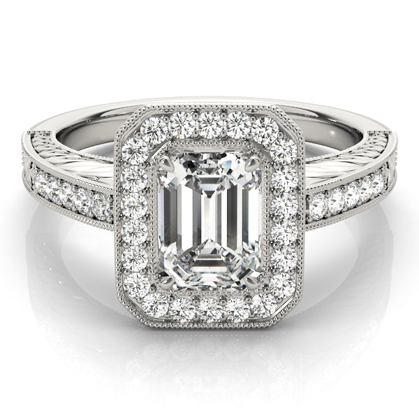 Regal Halo Emerald Diamond Engagement Ring — 9K/18K Gold & Platinum