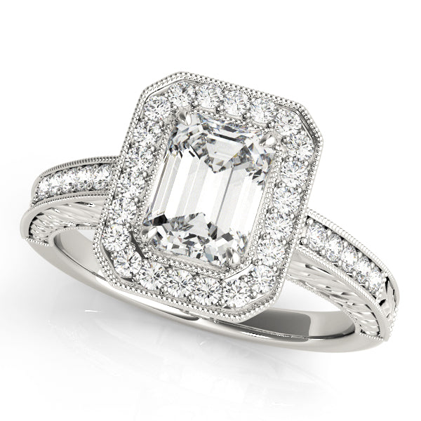 Regal Halo Emerald Diamond Engagement Ring — 9K/18K Gold & Platinum
