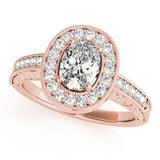 Sophisticated Halo Oval Diamond Engagement Ring — 9K/18K Gold & Platinum