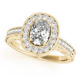 Sophisticated Halo Oval Diamond Engagement Ring — 9K/18K Gold & Platinum