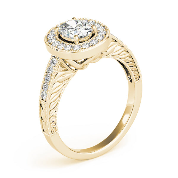 Sophisticated Halo Oval Diamond Engagement Ring — 9K/18K Gold & Platinum