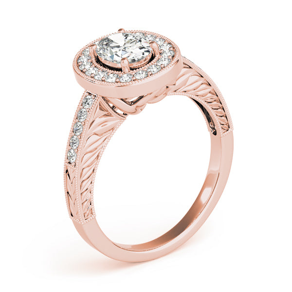 Sophisticated Halo Oval Diamond Engagement Ring — 9K/18K Gold & Platinum