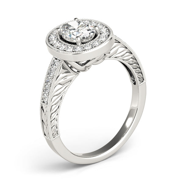Sophisticated Halo Oval Diamond Engagement Ring — 9K/18K Gold & Platinum