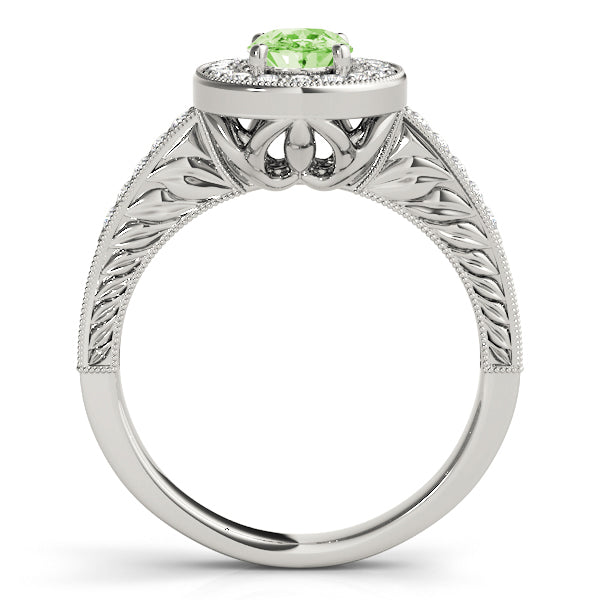 Sophisticated Halo Oval Diamond Engagement Ring — 9K/18K Gold & Platinum